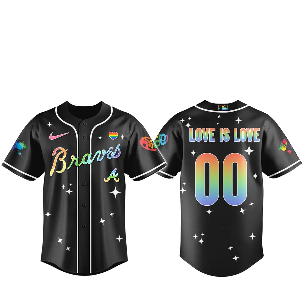 Custom Number Atlanta Braves Diamond with Pride Baseball Jersey