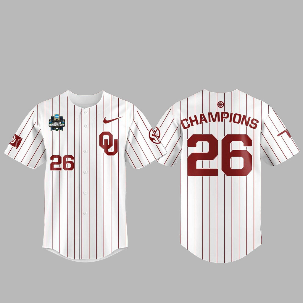 Custom Number Oklahoma Sooners 2026 College World Series Champions Baseball Jersey