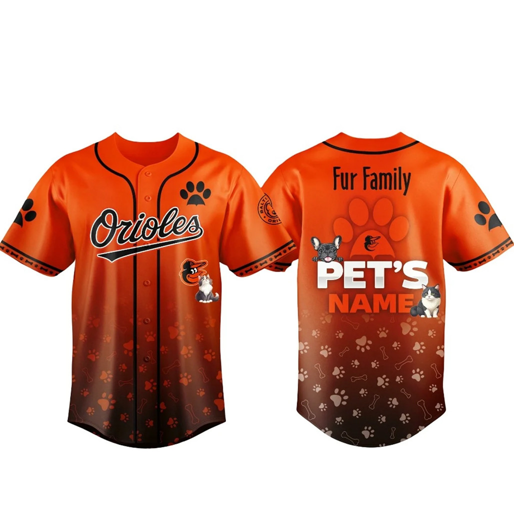 Custom Pets Name Baltimore Orioles Fur Family Pet Game Night 2026 Baseball Jersey