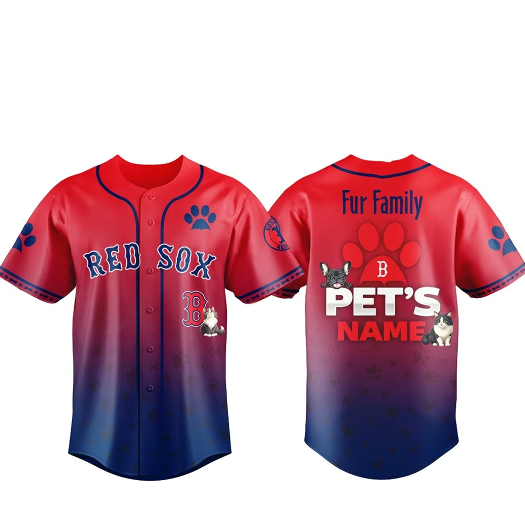 Custom Pets Name Boston Red Sox Fur Family Pet Game Night 2026 Baseball Jersey