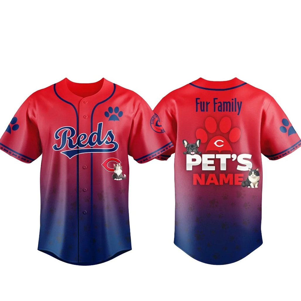 Custom Pets Name Cincinnati Reds Fur Family Pet Game Night 2026 Baseball Jersey