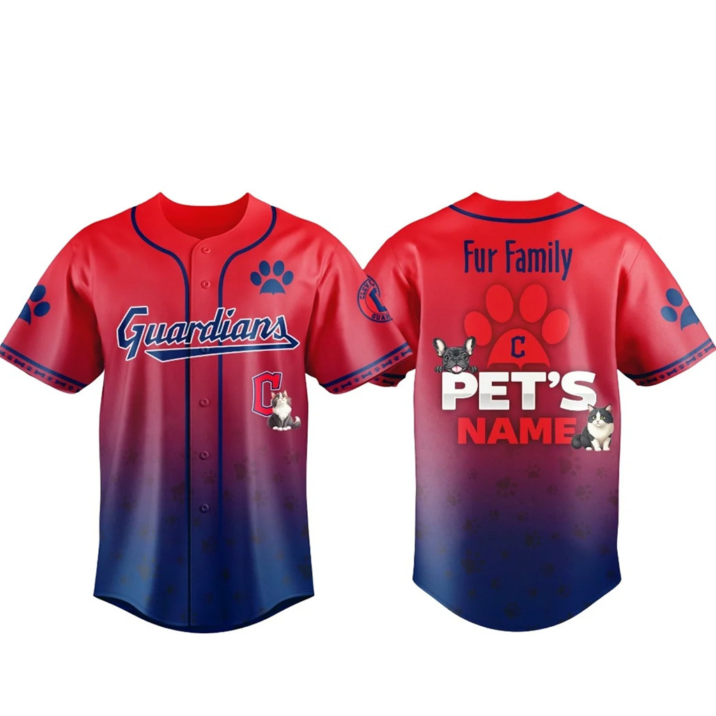 Custom Pets Name Cleveland Guardians Fur Family Pet Game Night 2026 Baseball Jersey