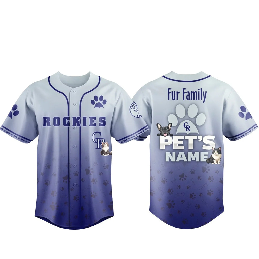 Custom Pets Name Colorado Rockies Fur Family Pet Game Night 2026 Baseball Jersey