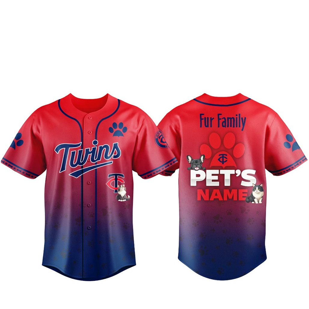Custom Pets Name Minnesota Twins Fur Family Pet Game Night 2026 Baseball Jersey