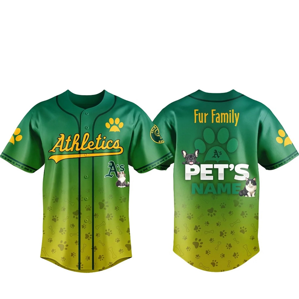 Custom Pets Name Oakland Athletics Fur Family Pet Game Night 2026 Baseball Jersey