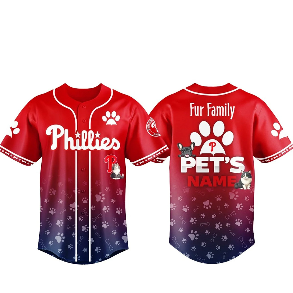 Custom Pets Name Philadelphia Phillies Fur Family Pet Game Night 2026 Baseball Jersey