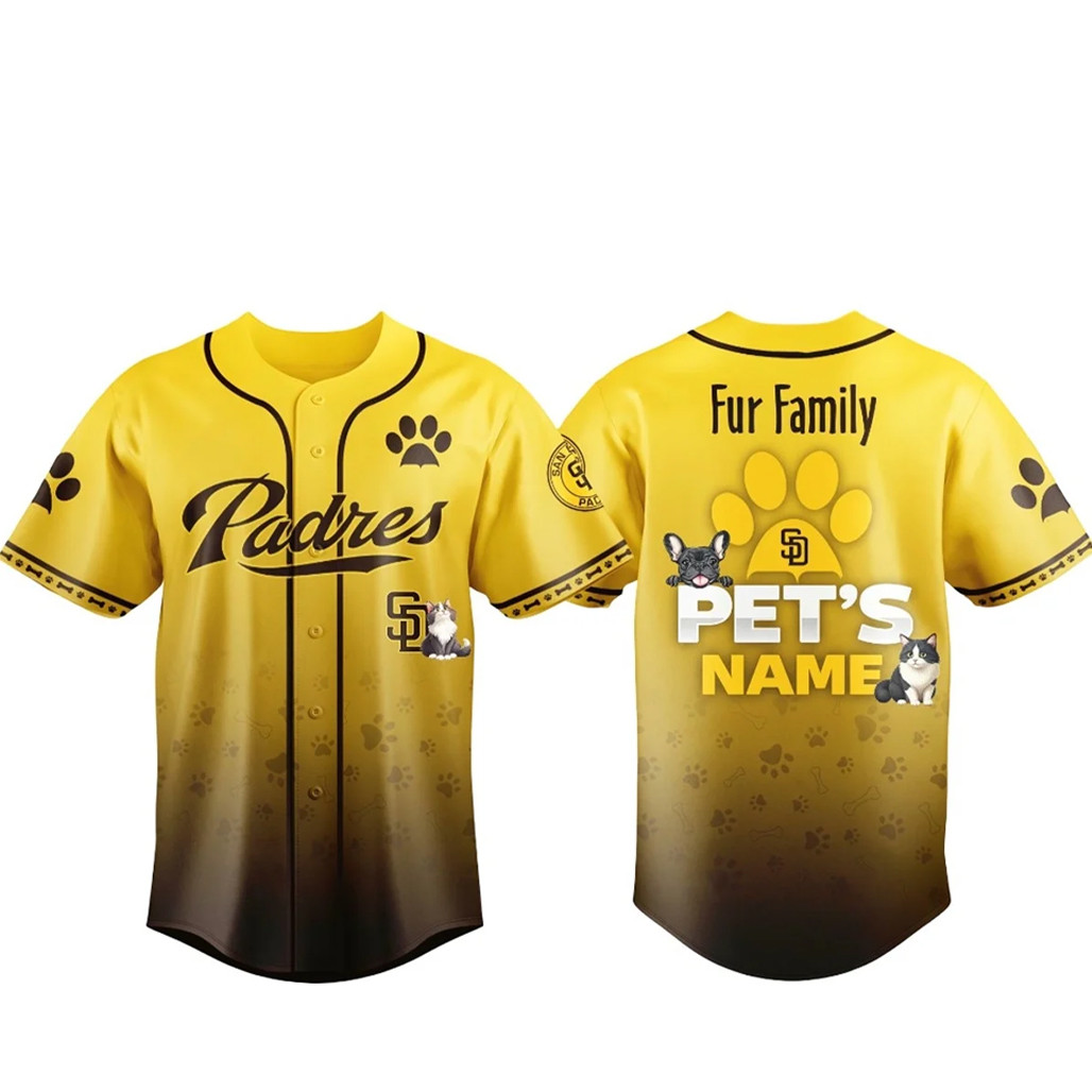 Custom Pets Name San Diego Padres Fur Family Pet Game Night 2026 Baseball Jersey
