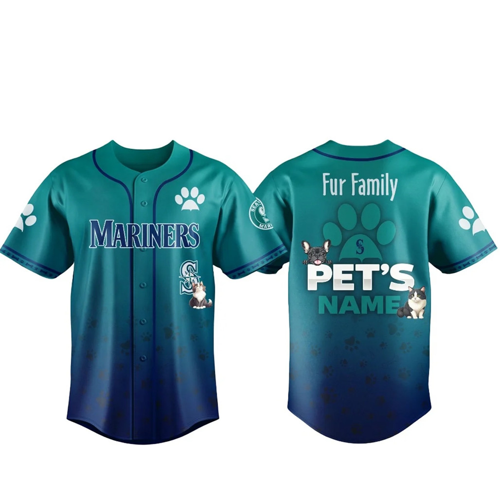 Custom Pets Name Seattle Mariners Fur Family Pet Game Night 2026 Baseball Jersey
