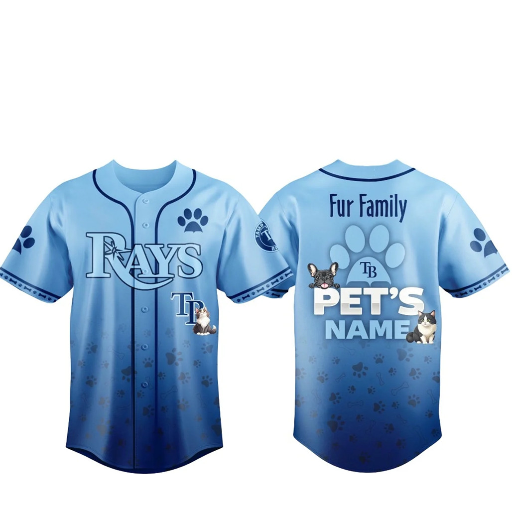 Custom Pets Name Tampa Bay Rays Fur Family Pet Game Night 2026 Baseball Jersey
