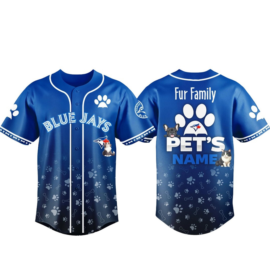 Custom Pets Name Toronto Blue Jays Fur Family Pet Game Night 2026 Baseball Jersey