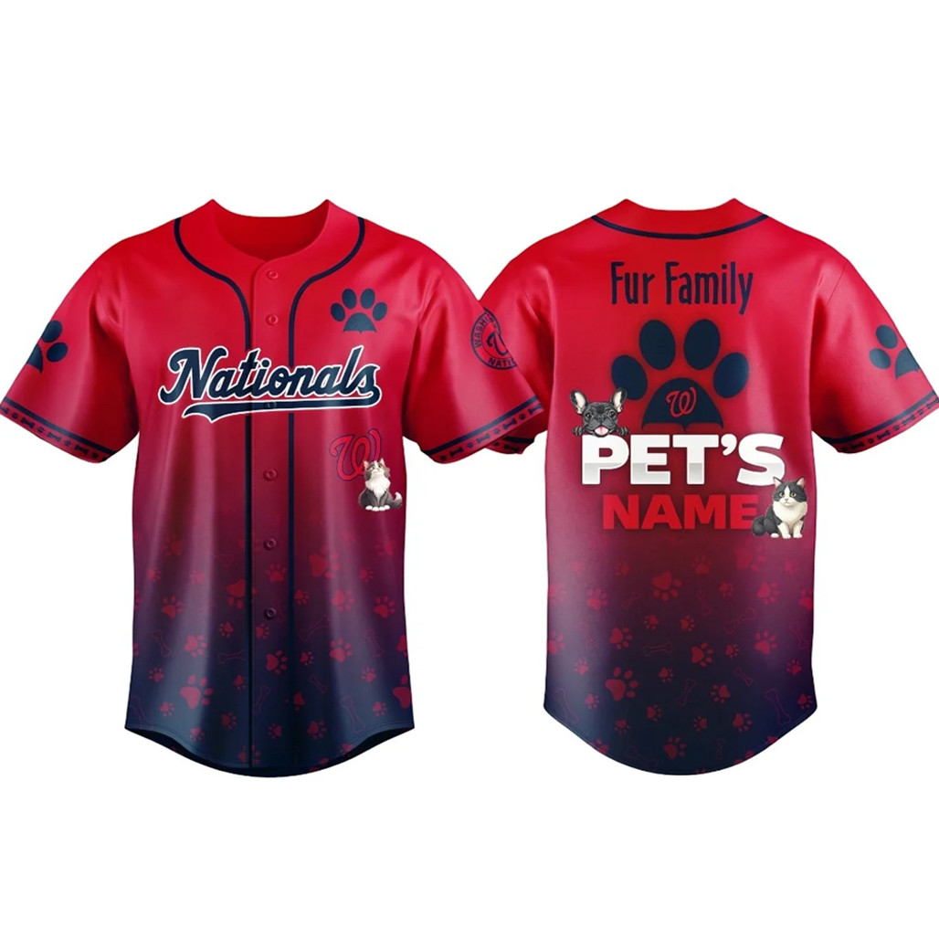 Custom Pets Name Washington Nationals Fur Family Pet Game Night Baseball Jersey