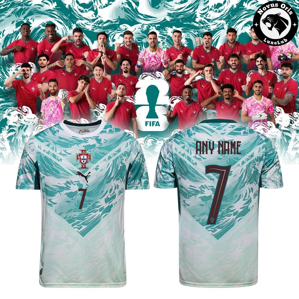 Custom Portugal National Team 2026 World Cup Mint Green Wave Soccer Jersey 1 - Unicasport Custom Portugal National Team 2026 World Cup Mint Green Wave Soccer Jersey