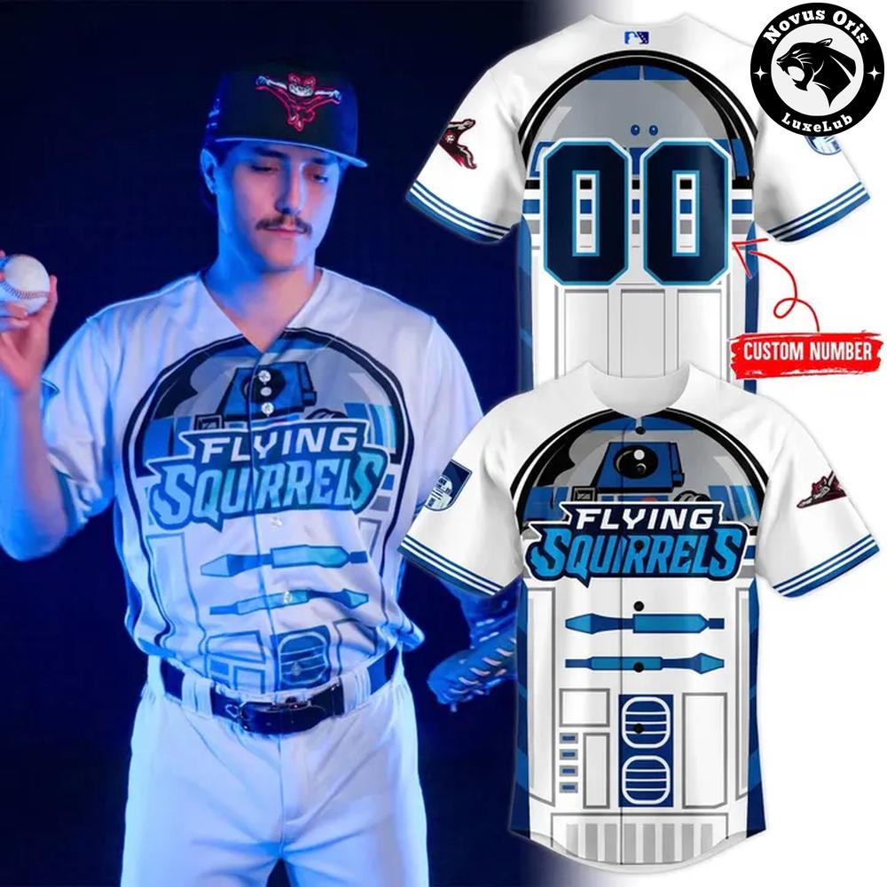 Custom Richmond Flying Squirrels R2-D2 Star Wars Baseball Jersey 1 - Unicasport Custom Richmond Flying Squirrels R2-D2 Star Wars Baseball Jersey