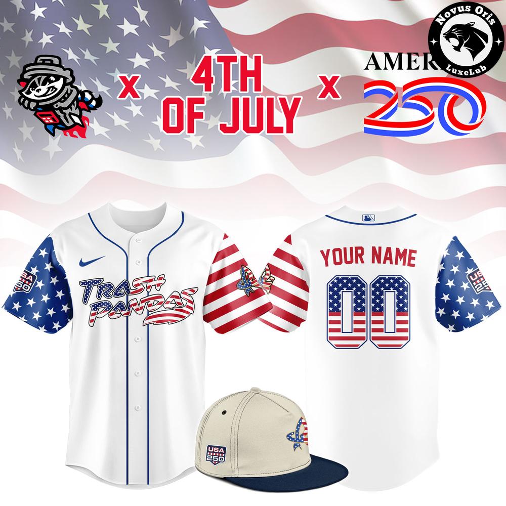 Custom Rocket City Trash Pandas America 250 4th of July Jersey 1 - Unicasport Custom Rocket City Trash Pandas America 250 4th of July Jersey