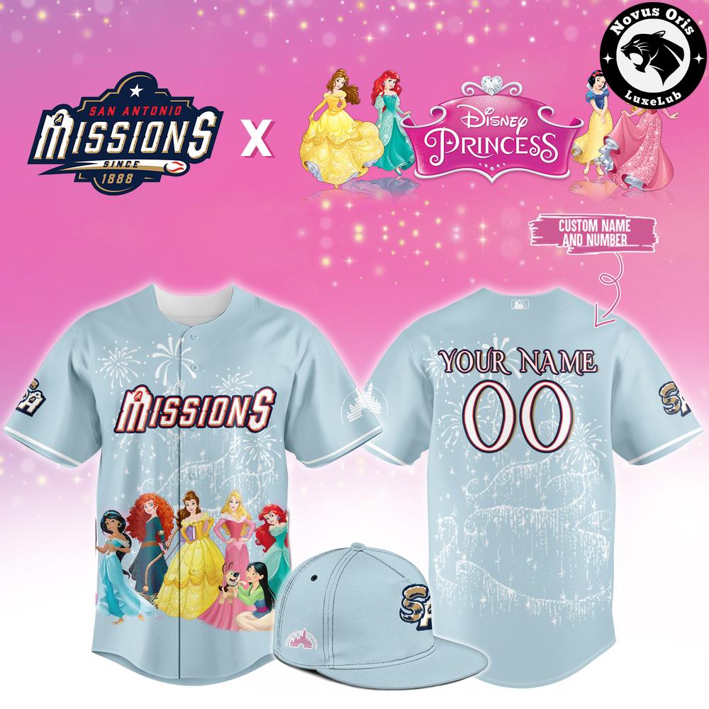 Custom San Antonio Missions x Disney Princess Baseball Jersey 1 - Unicasport Custom San Antonio Missions x Disney Princess Baseball Jersey