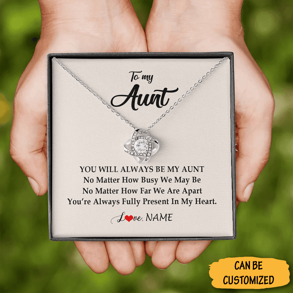 Custom To My Aunt Necklace With Meaningful Messages Silver Love Knot Necklace Thoughtful Gifts For Aunt 1 1 Custom To My Aunt Necklace With Meaningful Messages Silver Love Knot Necklace Thoughtful Gifts For Aunt 1