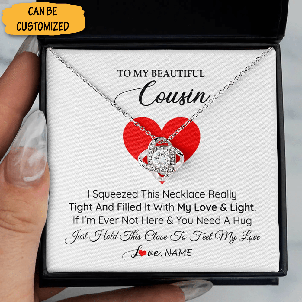 Custom To My Beautiful Cousin Necklace Silver Love Knot Necklace Things To Get Your Cousin For Her Birthday 1 Custom To My Beautiful Cousin Necklace Silver Love Knot Necklace Things To Get Your Cousin For Her Birthday