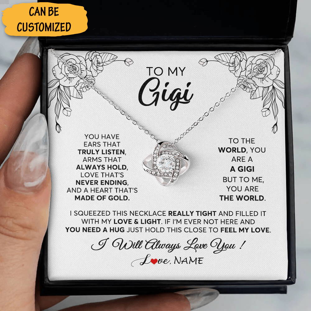 Custom To My Gigi Necklace Love Knot Silver Necklace With Message Jewelry Birthday Gigi Gift Items 1 Custom To My Gigi Necklace Love Knot Silver Necklace With Message Jewelry Birthday Gigi Gift Items