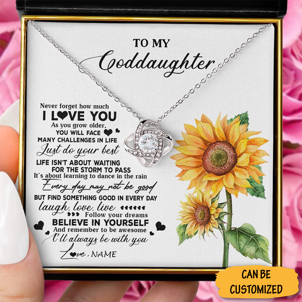 Custom To My Goddaughter Necklace Silver Love Knot Necklace Graduation Gift Ideas For Goddaughter 1 Custom To My Goddaughter Necklace Silver Love Knot Necklace Graduation Gift Ideas For Goddaughter