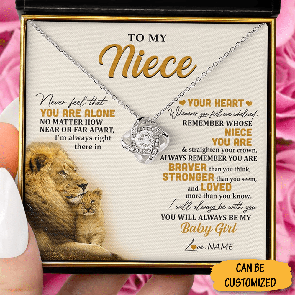 Custom To My Niece Love Knot Necklace From Uncle This Lion Necklace Gift Message Sentimental 1 1 Custom To My Niece Love Knot Necklace From Uncle This Lion Necklace Gift Message Sentimental 1