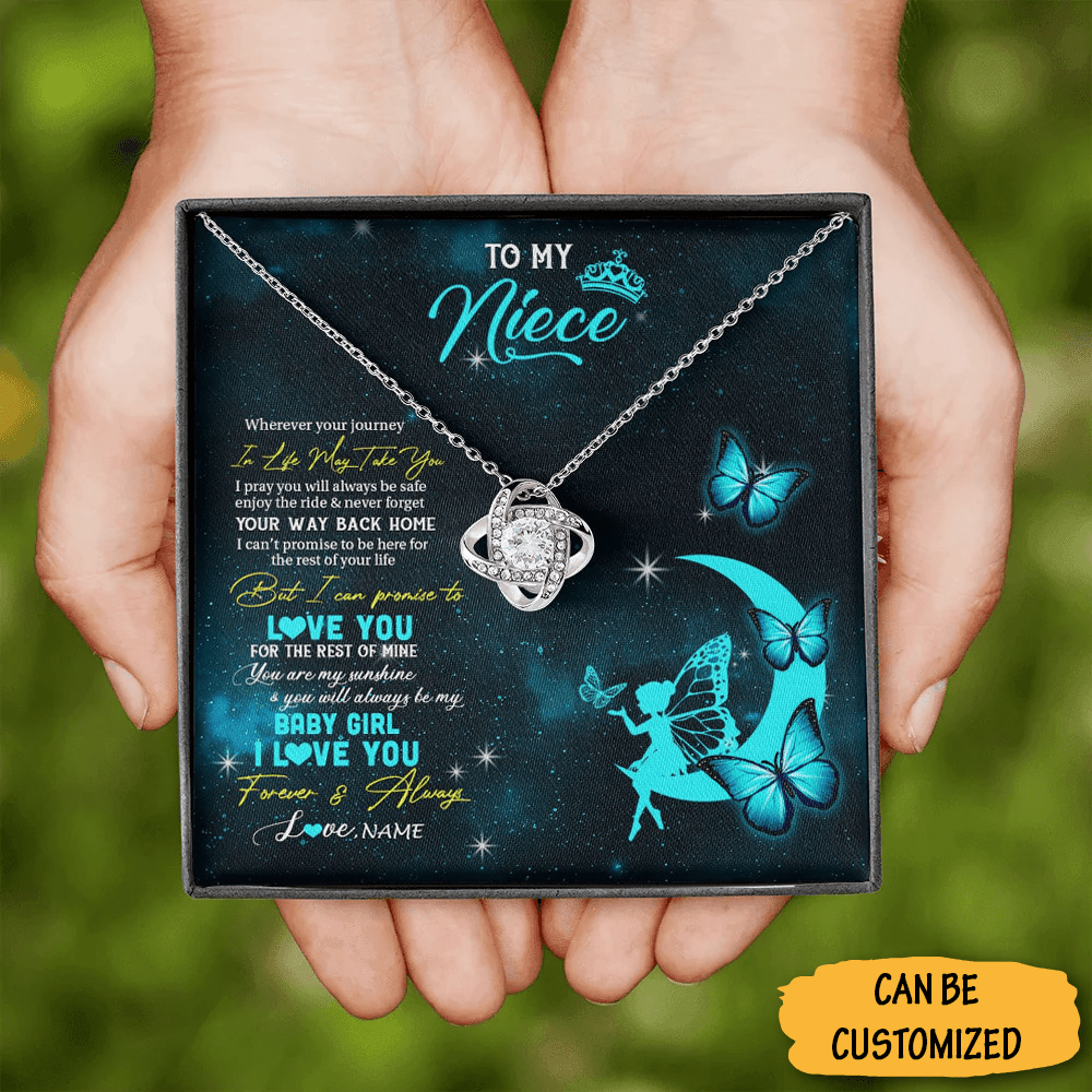 Custom To My Niece Love Knot Necklace Sterling Silver Message Jewelry Necklaces Necklace With Message Card 1 1 Custom To My Niece Love Knot Necklace Sterling Silver Message Jewelry Necklaces Necklace With Message Card 1