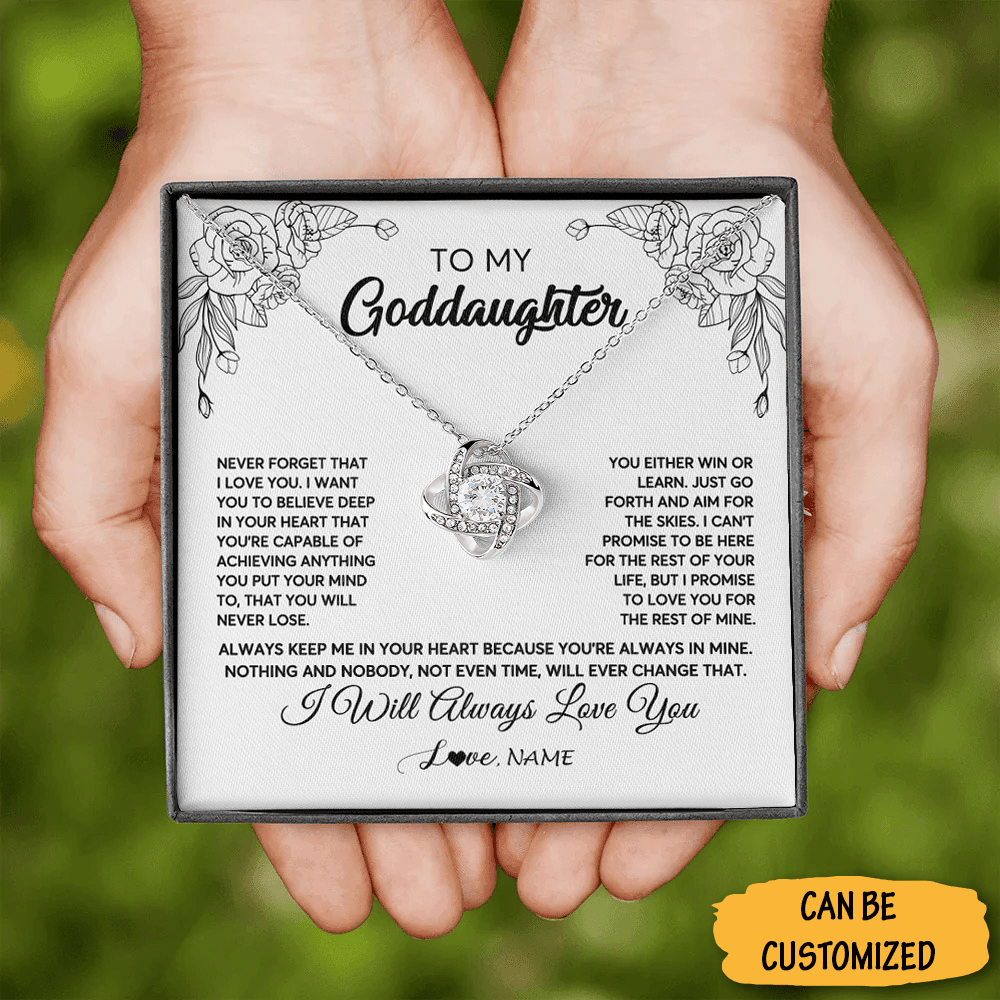 Customized To My Goddaughter Necklace Sterling Silver Love Knot Pendant Necklace Best Gift For Goddaughter 1 Customized To My Goddaughter Necklace Sterling Silver Love Knot Pendant Necklace Best Gift For Goddaughter