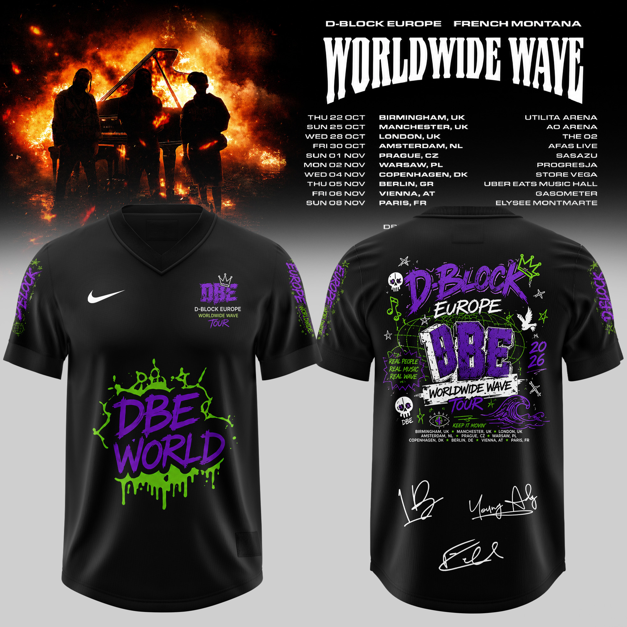 D Block Europe Worldwide Wave Tour 2026 Neon Photo Black Jersey 1 - Unicasport D Block Europe Worldwide Wave Tour 2026 Neon Photo Black Jersey