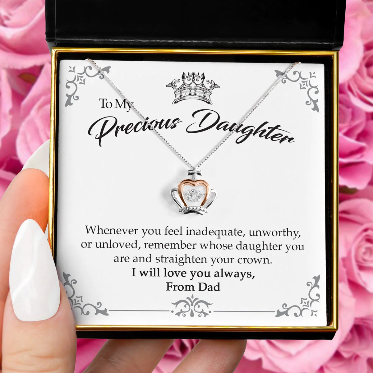 Dad To My Precious Daughter Crown Necklace Silver Queen Crown Pendant Necklace Father To Daughter Wedding Gift 1 1 Dad To My Precious Daughter Crown Necklace Silver Queen Crown Pendant Necklace Father To Daughter Wedding Gift 1