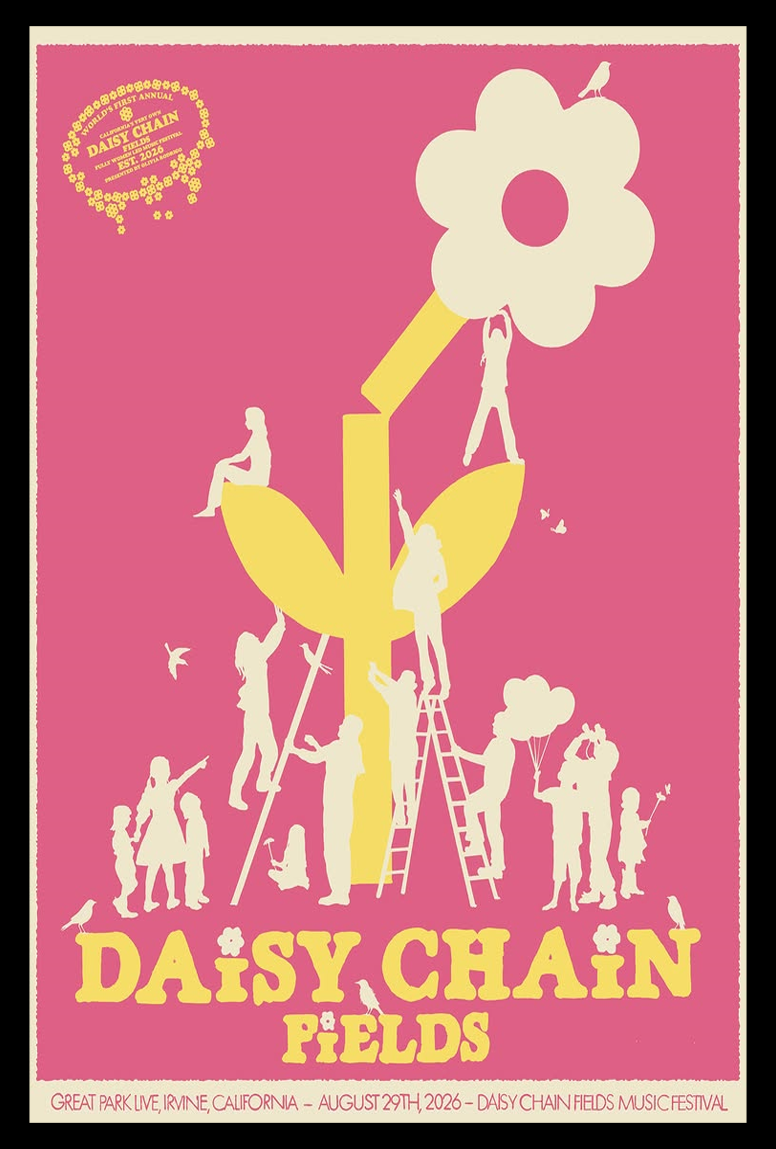 Daisy Chain Fields Illustration Aug 29 2026 Great Park, in Irvine, CA Poster Merch
