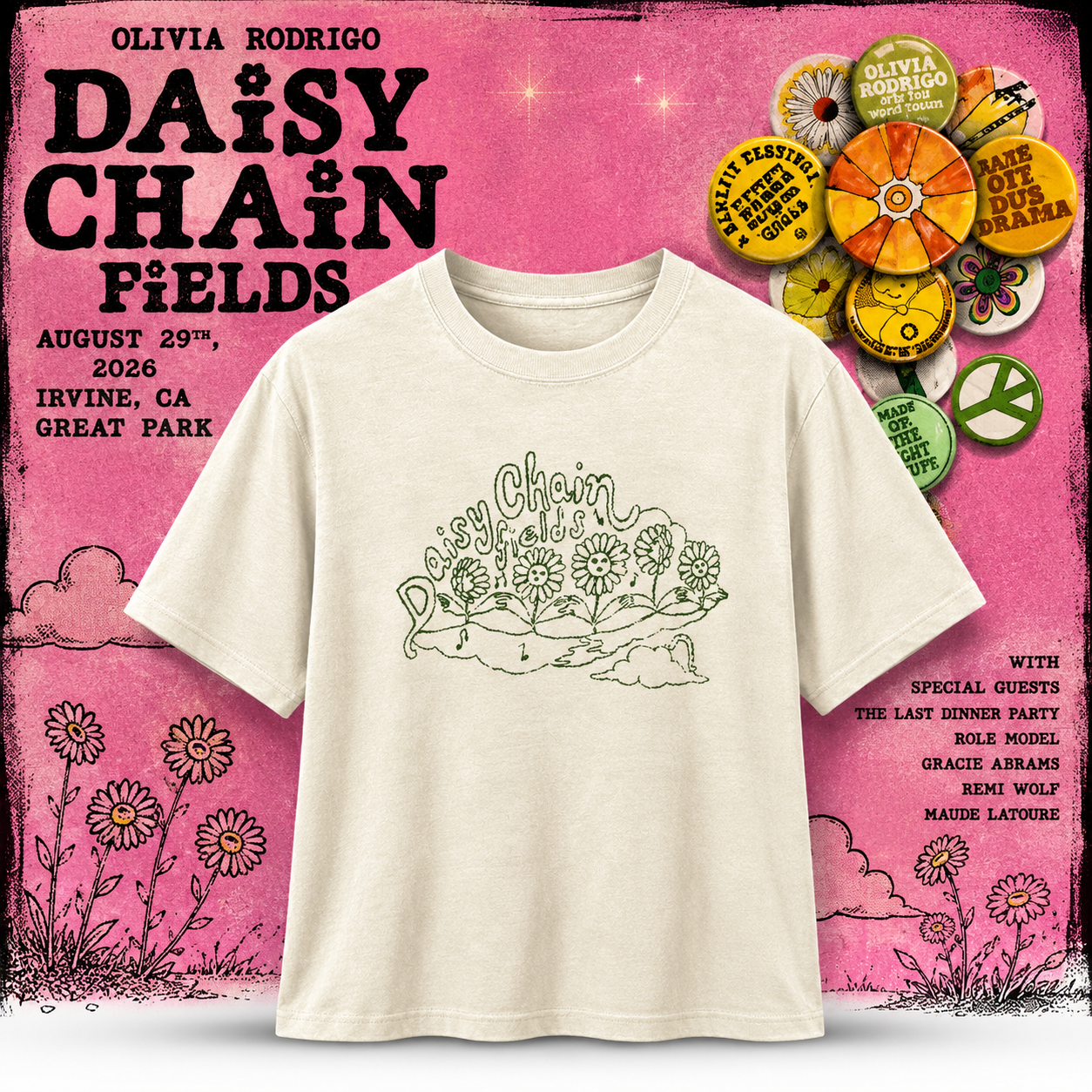 Daisy Chain Fields Irvine, CA 2026 T-Shirt Merch 3 - merchtourboutique Daisy Chain Fields Irvine, CA 2026 T-Shirt Merch