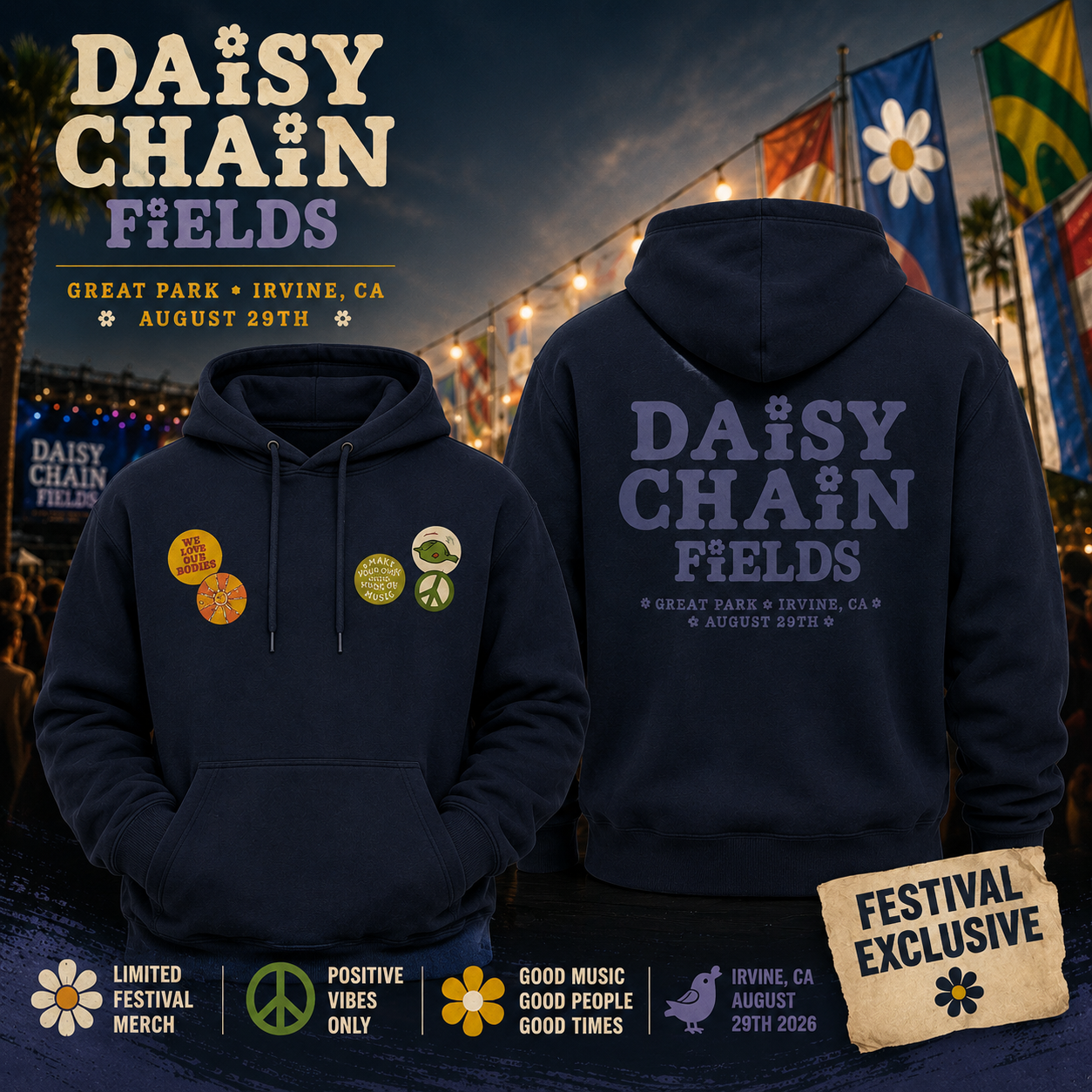 Daisy Chain Fields Irvine CA On August 29 2026 Hoodie 2026 Merch