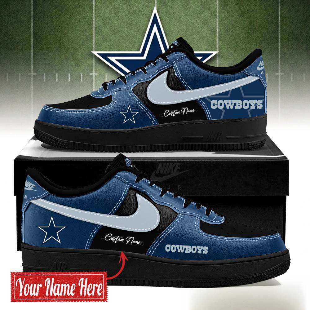 Dallas Cowboys Bold Black and Navy Limited Edition AF1 Shoes