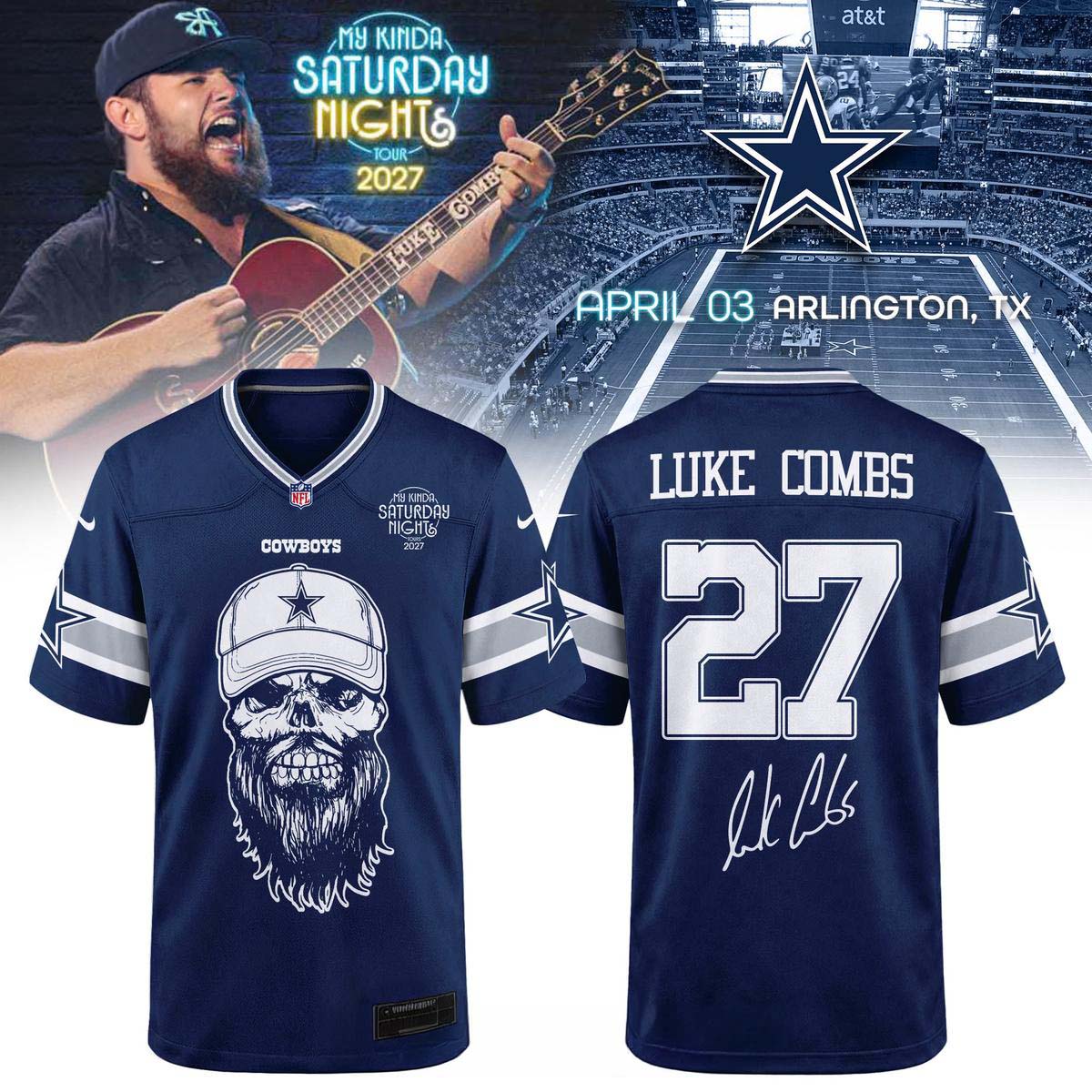 Dallas Cowboys Luke Combs 2027 Saturday Night Football Jersey Game Day Collection 1 - Unicasport Dallas Cowboys Luke Combs 2027 Saturday Night Football Jersey Game Day Collection