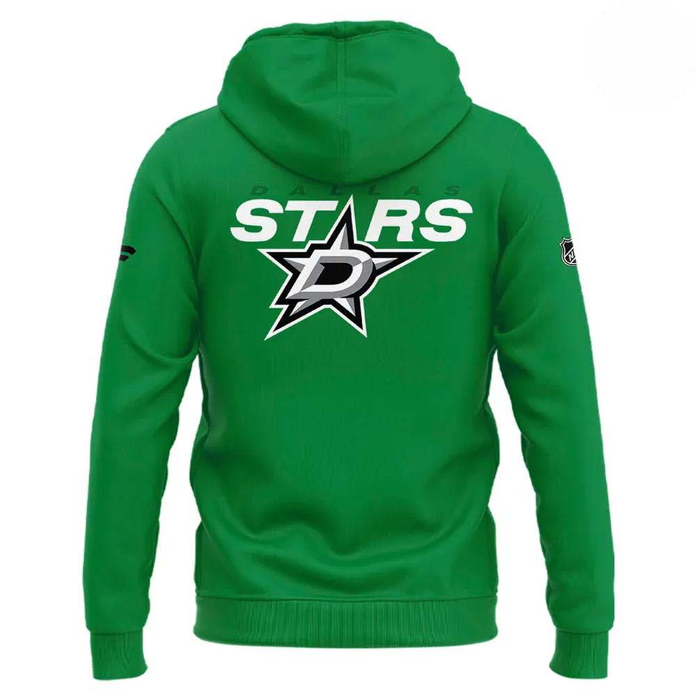 Dallas Stars Property of Dallas 2026 green pullover hoodie detail view