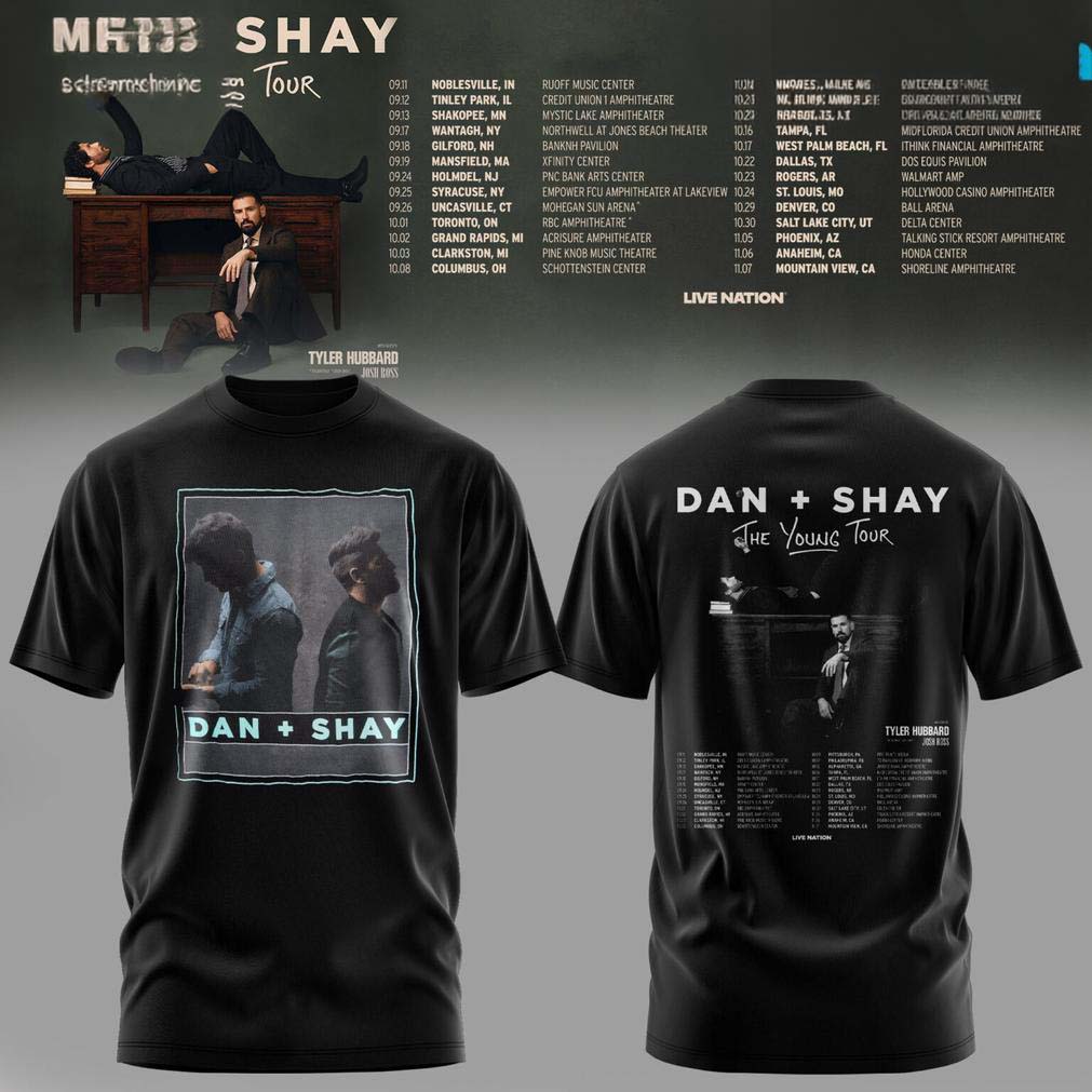 Dan Shay Black The Young Tour 2026 T Shirt
