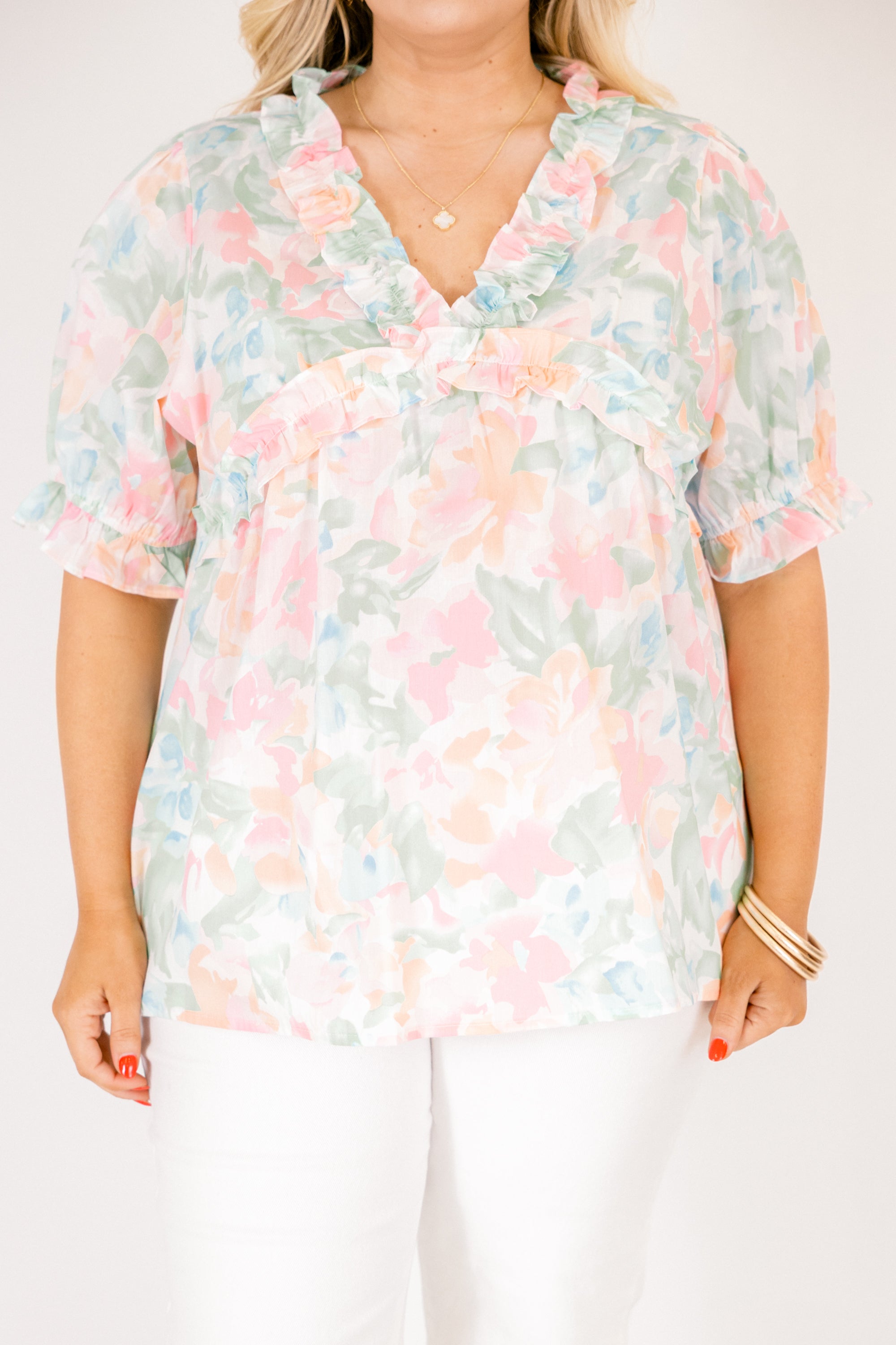 Dancing For Fun Top, Peach Floral 6 Dancing For Fun Top, Peach Floral - Image 6