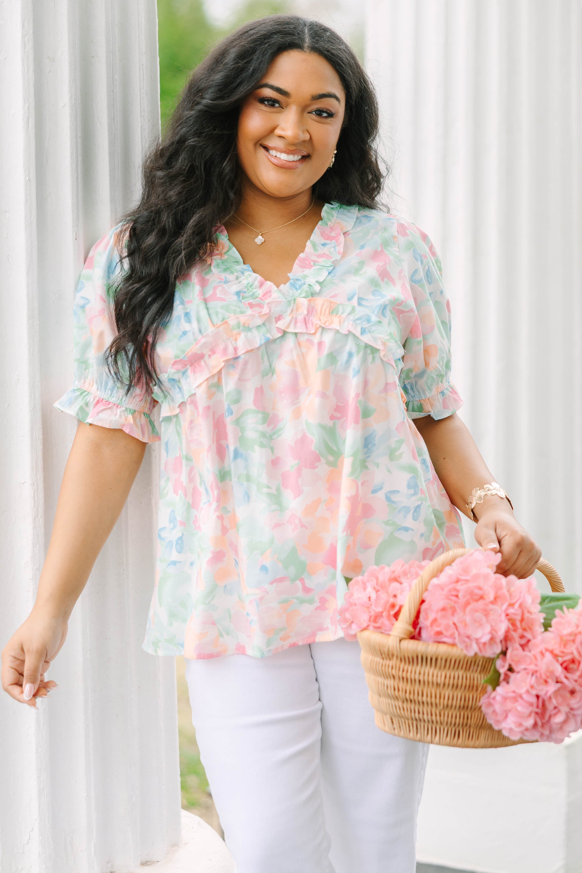 Dancing For Fun Top, Peach Floral