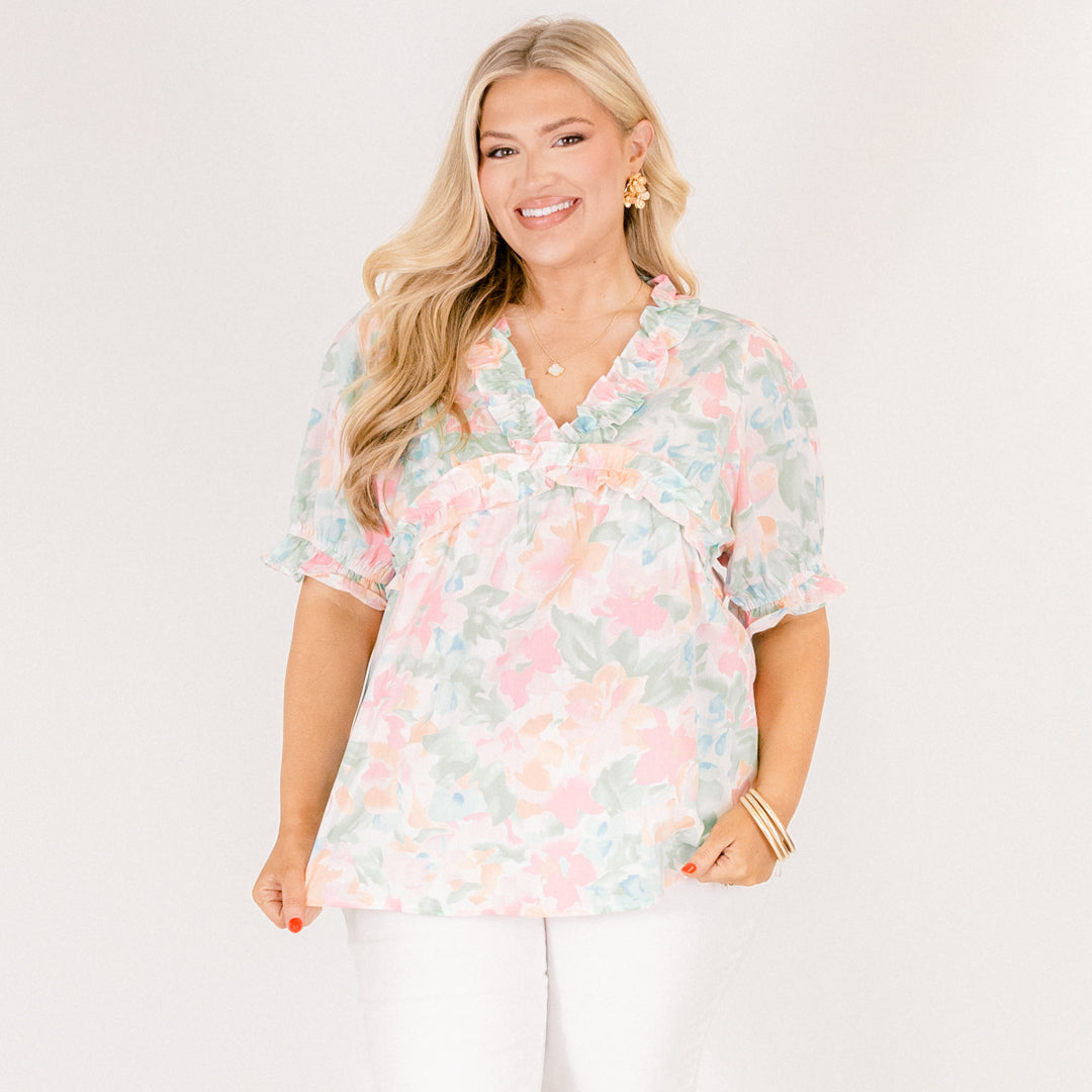 Dancing For Fun Top, Peach Floral 8 Dancing For Fun Top, Peach Floral - Image 8