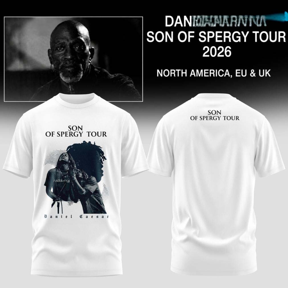 Daniel Caesar Son of Spergy Tour 2026 White Portrait T-Shirt - Best Gift for Fans