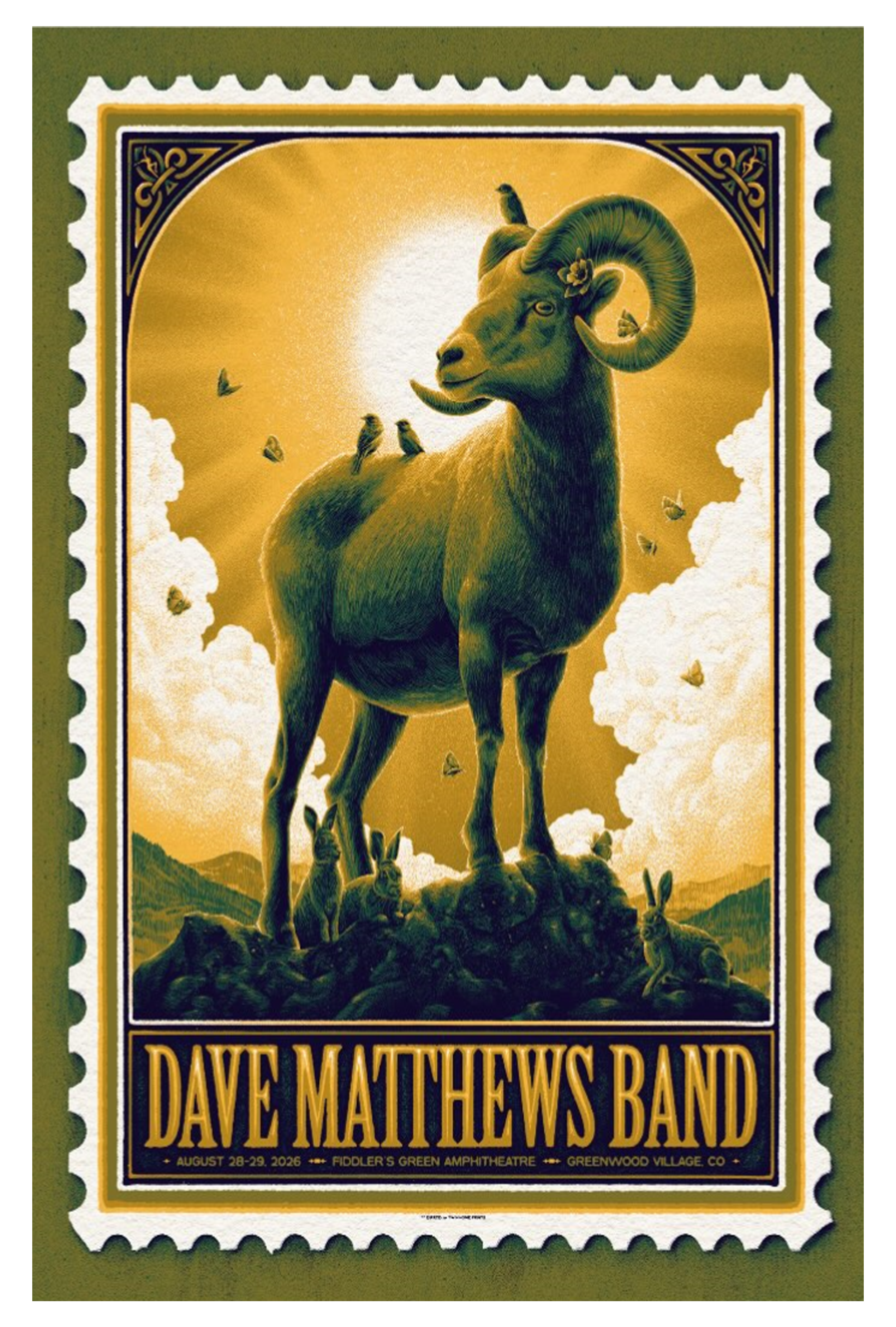 Dave Matthews Band Aug 28-29 2926 Fiddler's Green Amphitheatre in Greenwood Village, Colorado Poster Merch