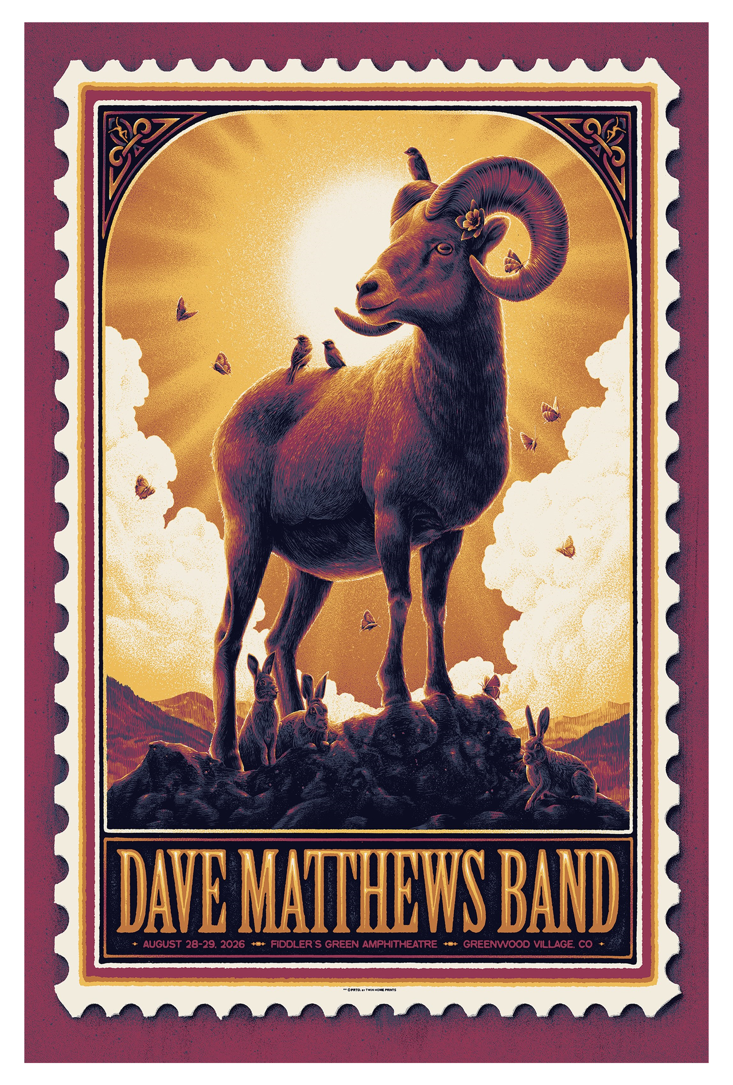 Dave Matthews Band Aug 28-29 2926 Fiddler's Green Amphitheatre in Greenwood Village, Colorado Poster