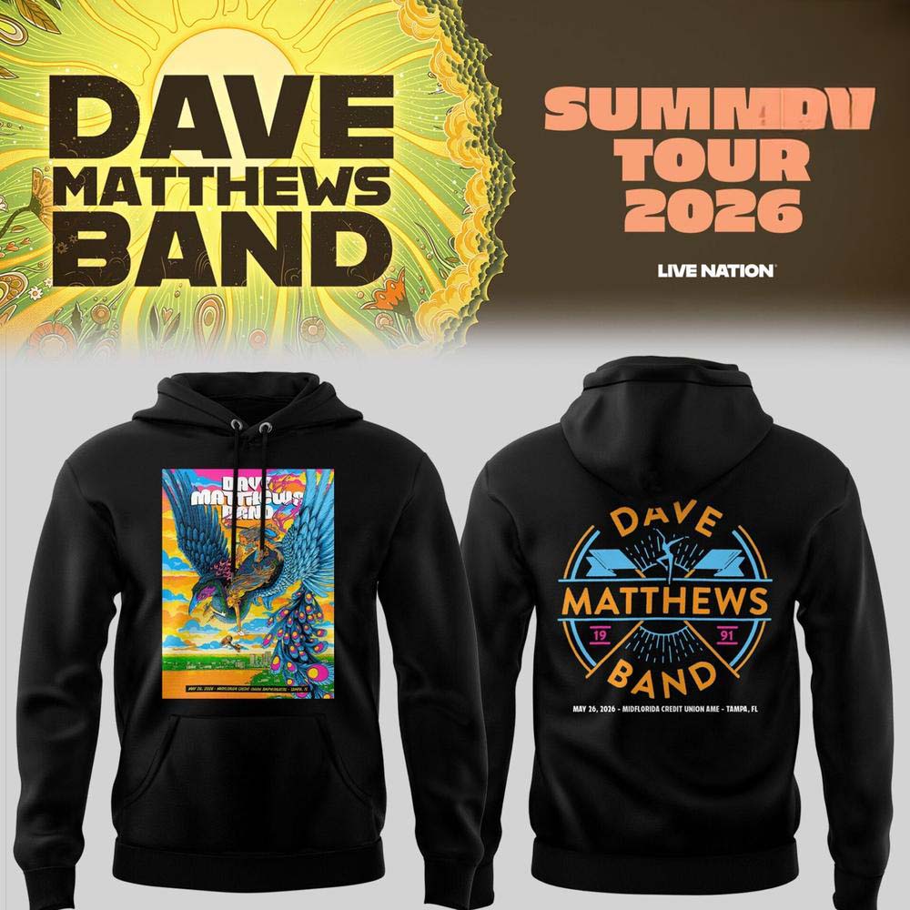 Dave Matthews Band Summer Tour 2026 Gilford Black Blue Concert Hoodie - Gift Idea for Fans