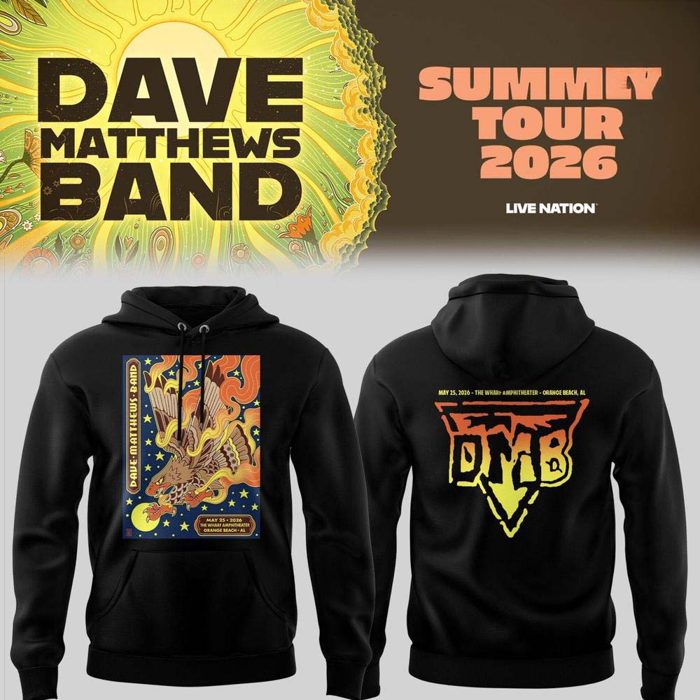 Dave Matthews Band Summer Tour 2026 at Gilford Black Teal Graphic Hoodie - Gift Idea for Fans