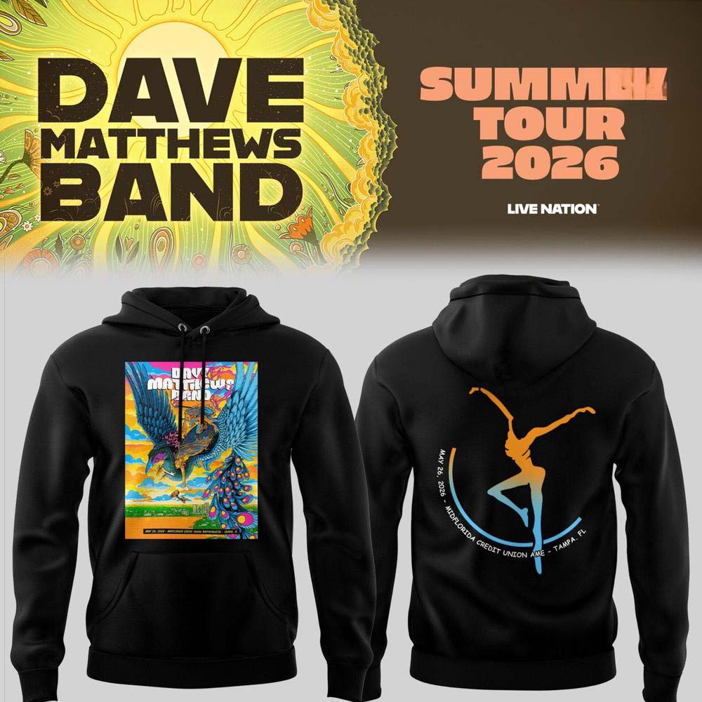 Dave Matthews Band Summer Tour 2026 Gilford Black Yellow Logo Hoodie - Gift for Fans