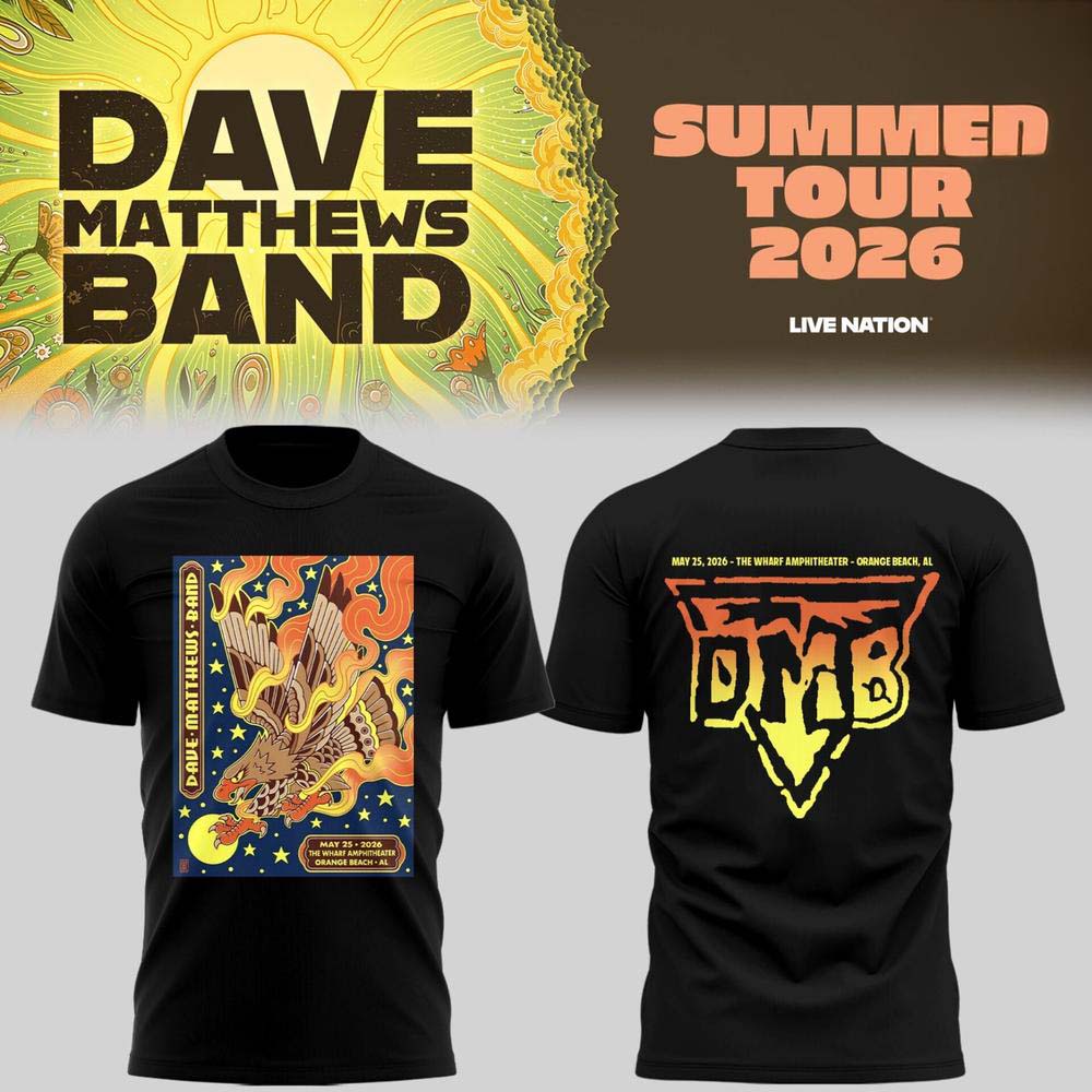Dave Matthews Band Summer Tour 2026 Black Yellow Logo T Shirt - Best Gift for Fans