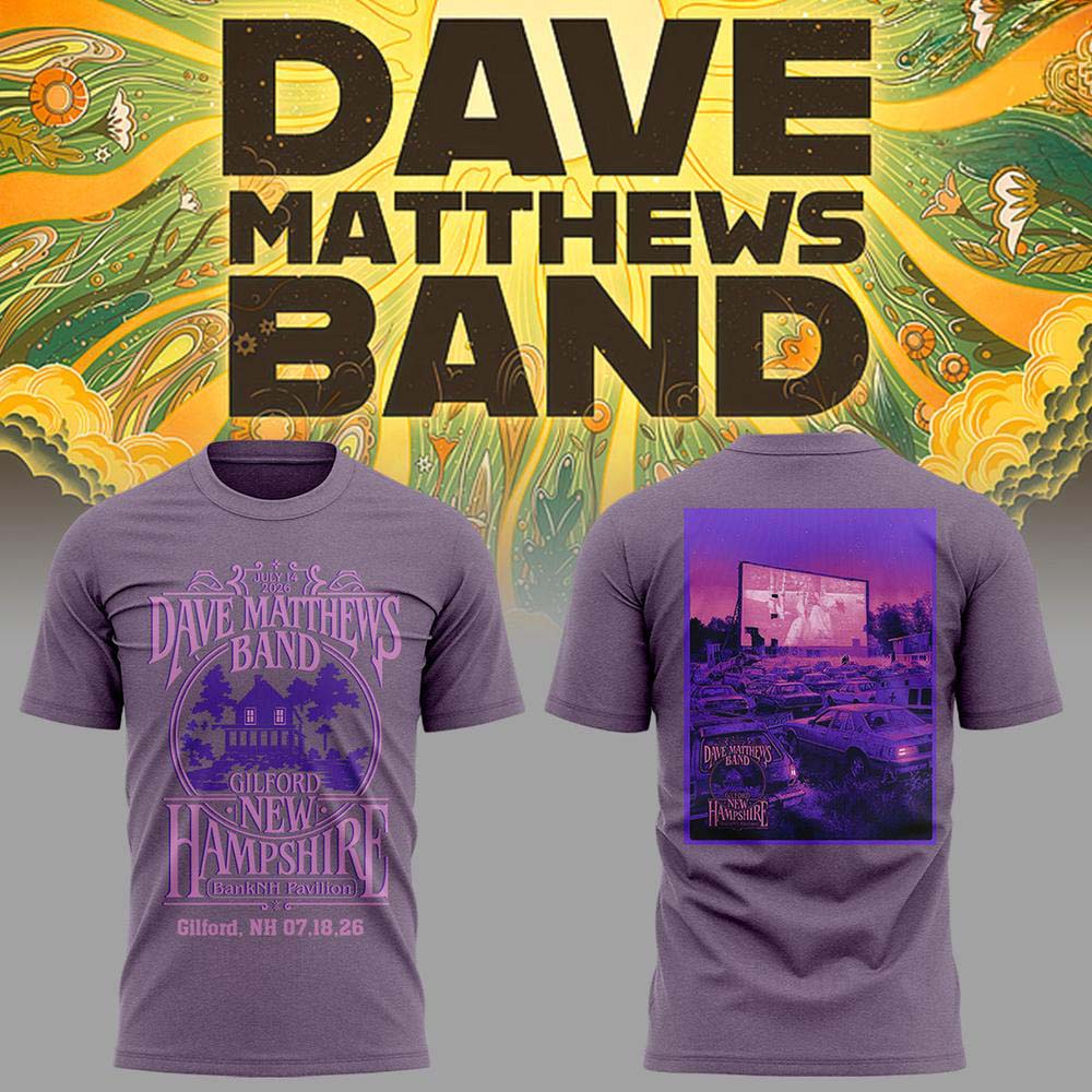 Dave Matthews Band Gilford Summer Tour 2026 Purple Concert T-Shirt - Best Gift for Fans
