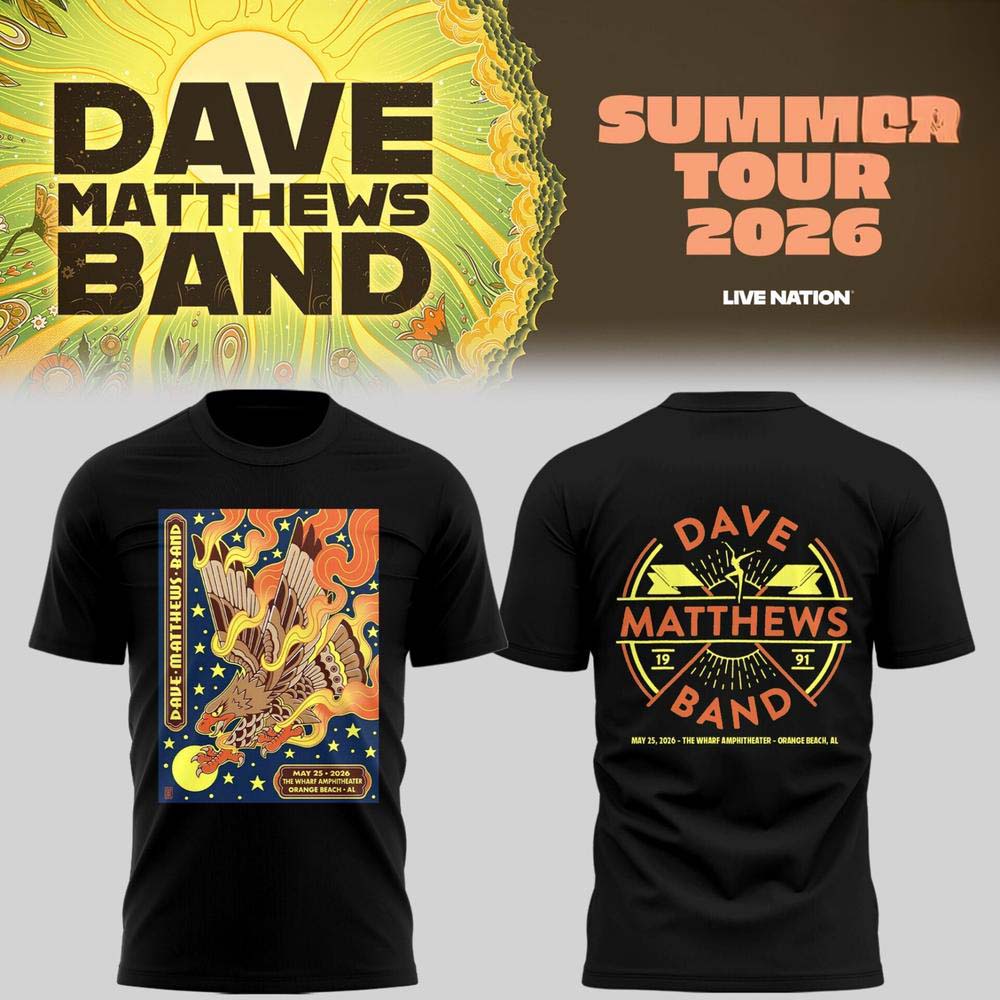 Dave Matthews Band Summer Tour 2026 Gilford Yellow Black Concert Tee - Best Gift for Fans