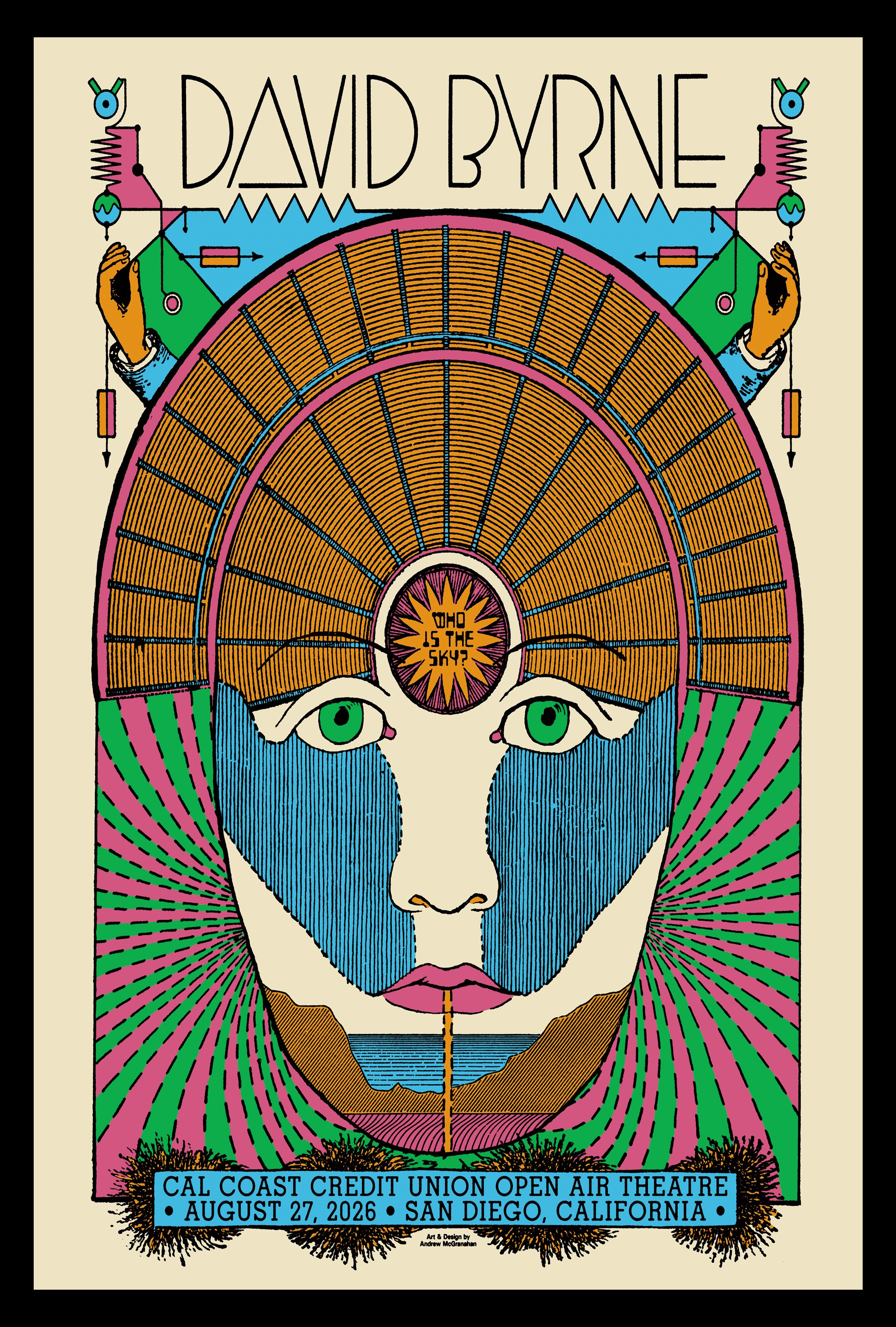 David Byrne Aug 27 2026 al Coast Union Open Air Theatre. San Diego, California Poster