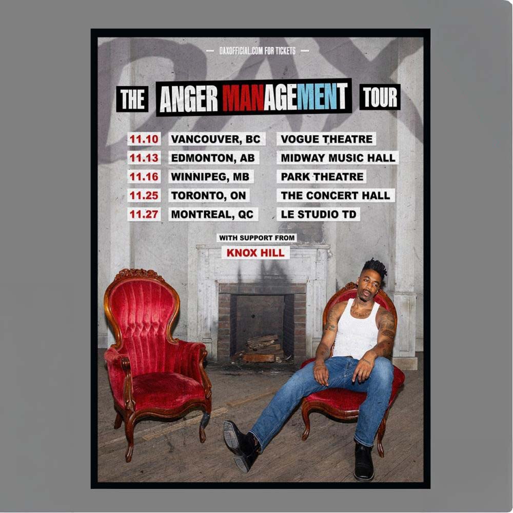 Dax The Anger Management Tour Park Theatre November 16 Winnipeg MB Poster