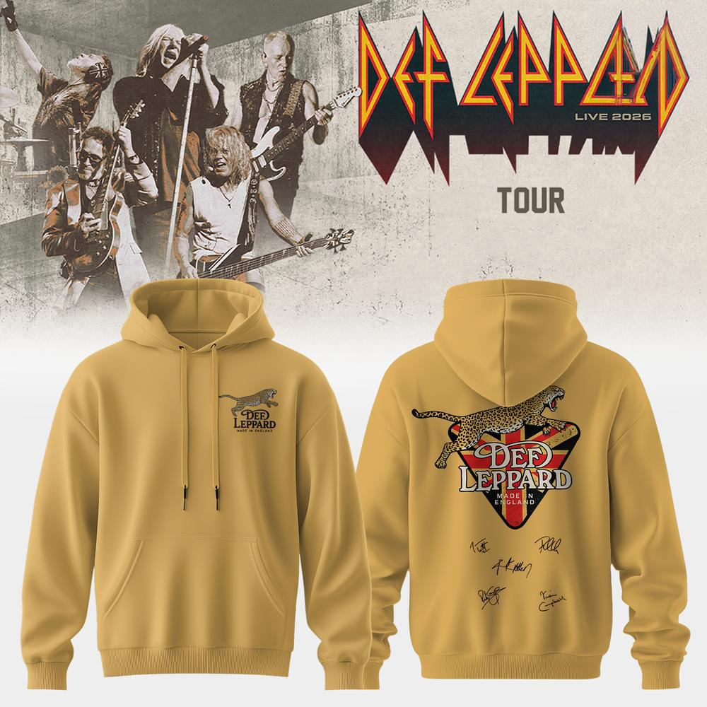 Def Leppard 2026 Mustard Yellow Tour Hoodie